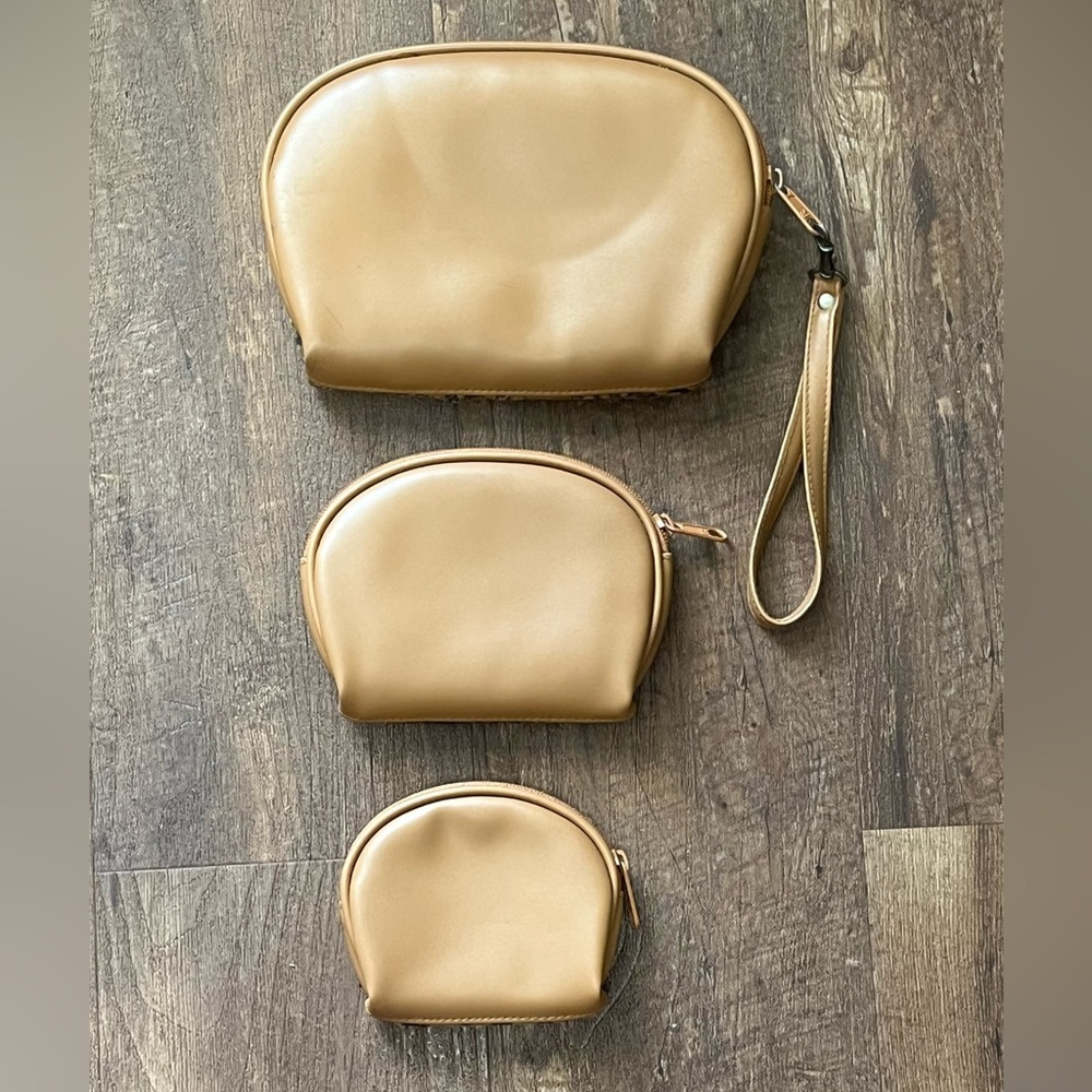Allen Edward’s 3 pc vintage leather patchwork animal print travel cosmetics bags - Picture 6 of 9